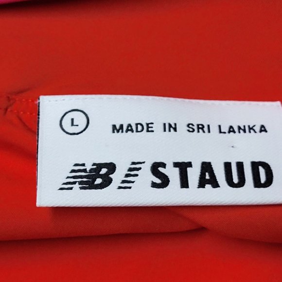 NWT New Balance STAUD Performance CROP‎ TOP Large Red Pink Color Block Fitness - Picture 7 of 15